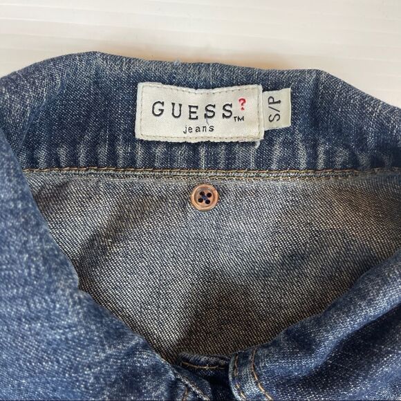 GUESS Denim Jean Jacket Women’s Size Small Dark Blue - Picture 4 of 7